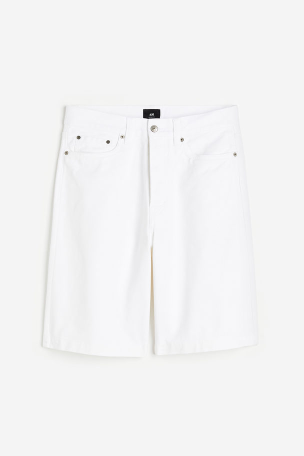 H&M Loose Fit Twill Shorts White