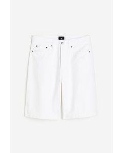 Loose Fit Twill Shorts White