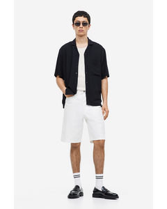Loose Fit Twill Shorts White