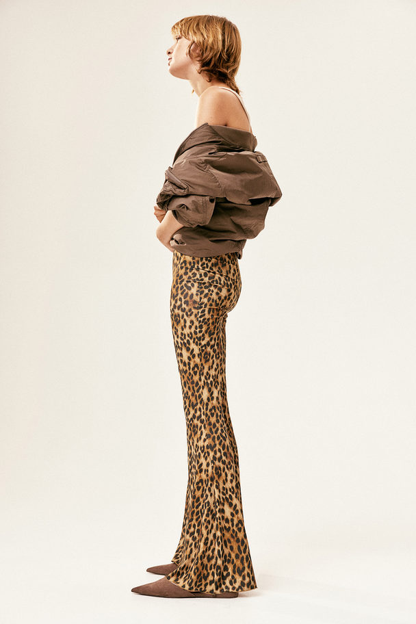 H&M Jazz Pants Beige/leopard Print