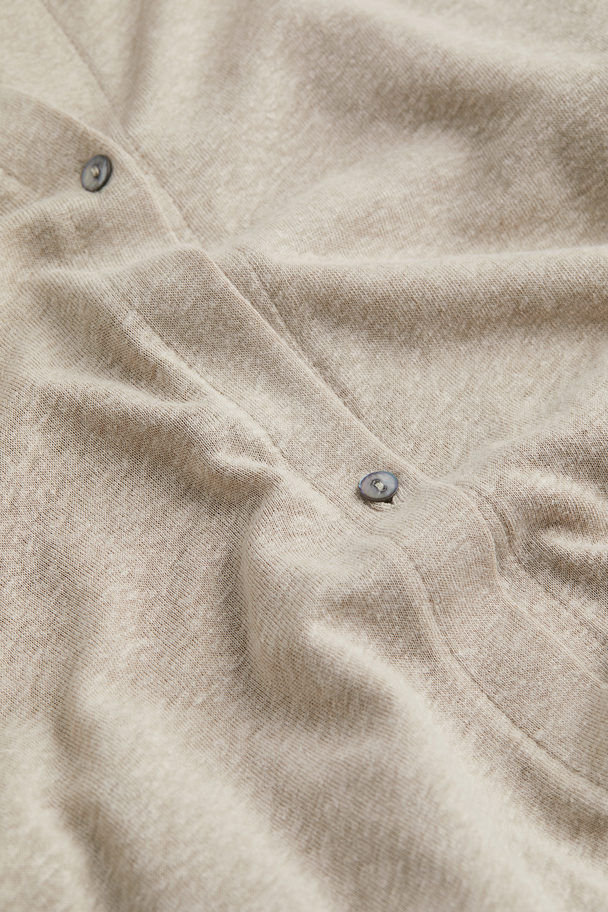 H&M Linen-blend Shirt Dress Beige Marl