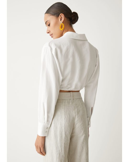 & Other Stories Cropped Asymmetric Blouse White