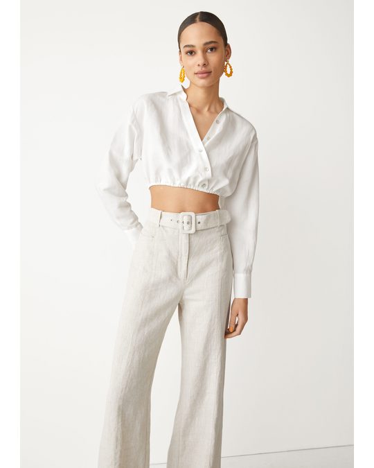 & Other Stories Cropped Asymmetric Blouse White
