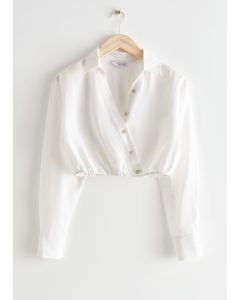 Kurze asymmetrische Bluse Weiß