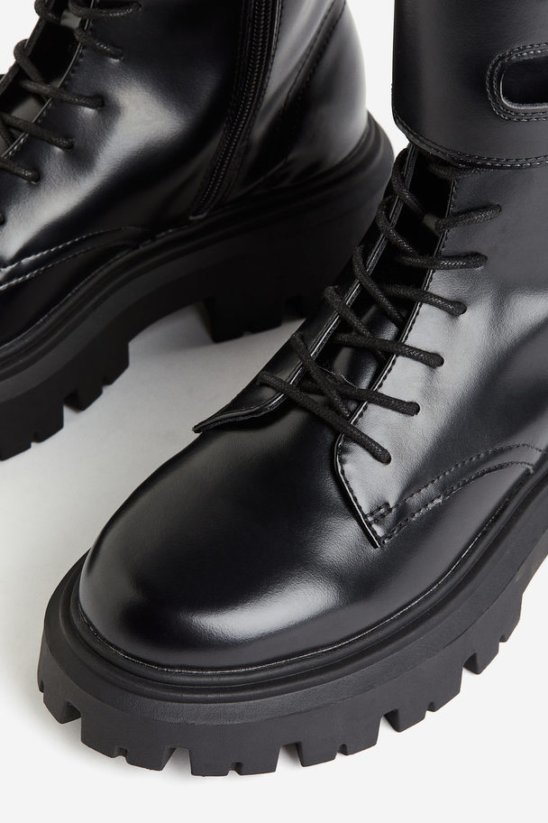 H&M Lace-up Boots Black