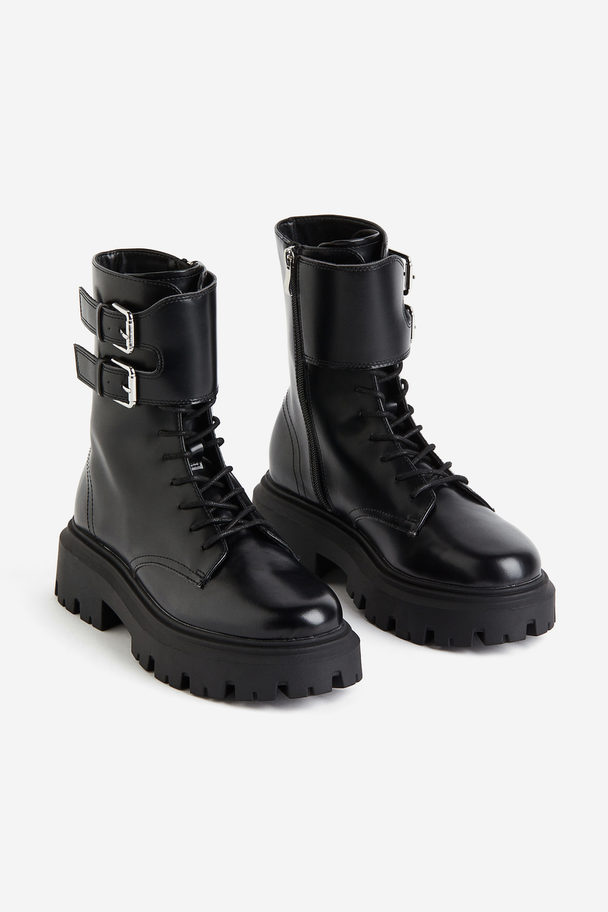 H&M Lace-up Boots Black
