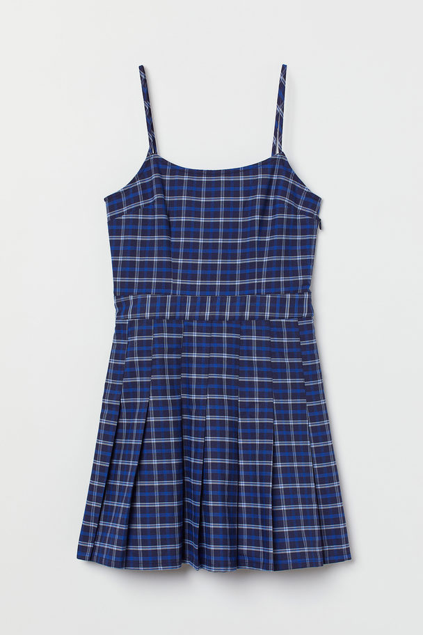 H&M Short Dress Dark Blue/white Checked