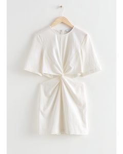 Cut-out Waist Mini Dress White