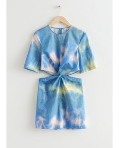 Mini-jurk Met Cutouts In De Taille Blauw Tie-dye