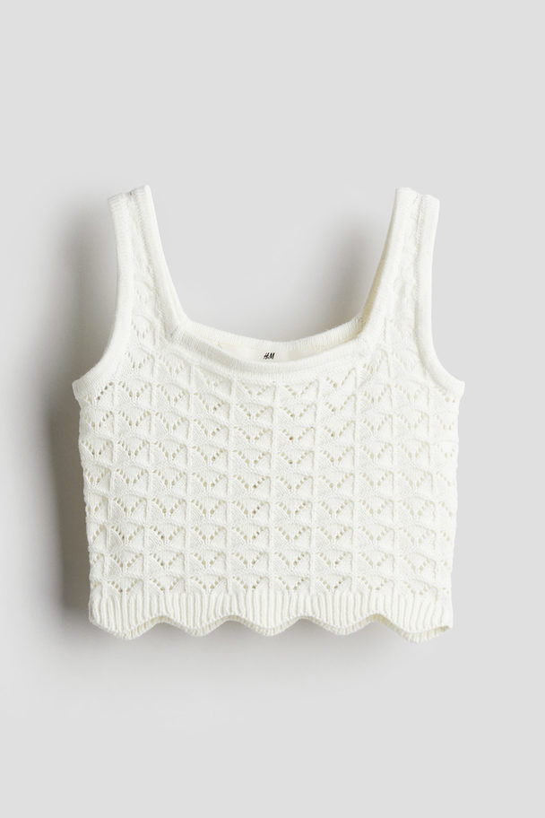 H&M Textured-knit Vest Top White