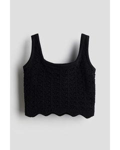 Textured-knit Vest Top Black