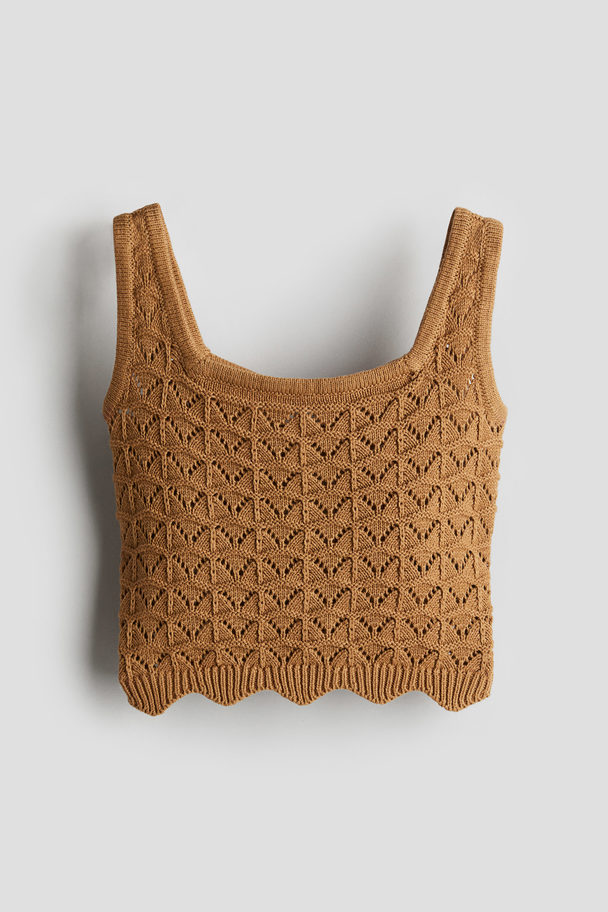 H&M Textured-knit Vest Top Brown