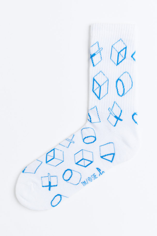 H&M Motif-detail Socks White/playstation