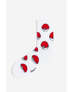Socken mit Motiv Weiß/Pokémon