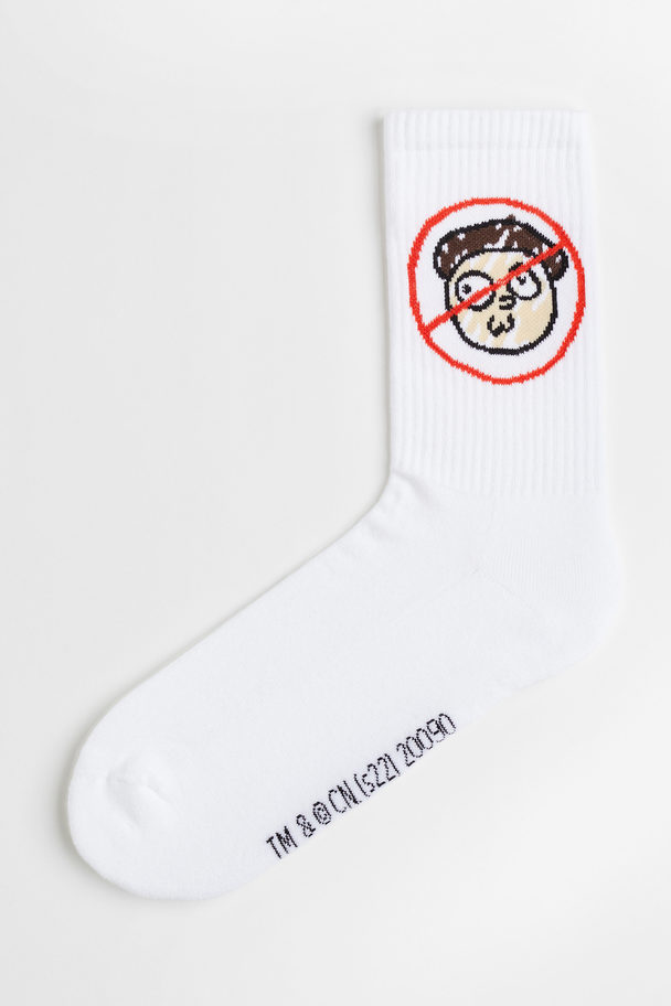 H&M Socken mit Motiv Weiß/Rick and Morty