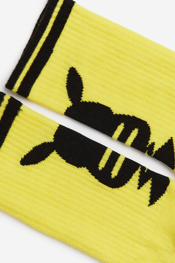 H&M Motif-detail Socks Yellow/pokémon