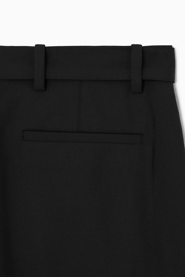 COS Belted Wool-blend Shorts Black