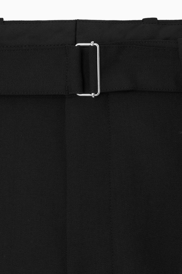 COS Belted Wool-blend Shorts Black