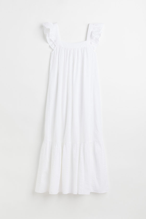 H&M Kleid aus Seersucker Weiß