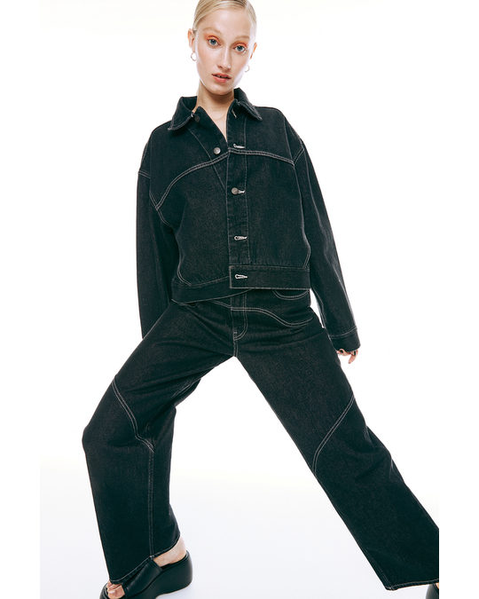 H&M Oversized Denim Jacket Black