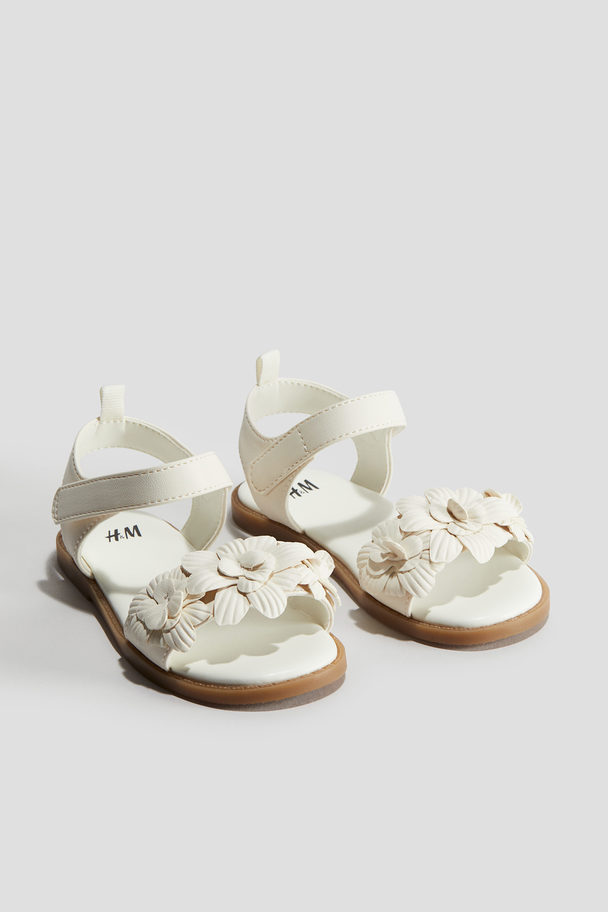 H&M Sandalen mit Applikationen Weiß/Blumen