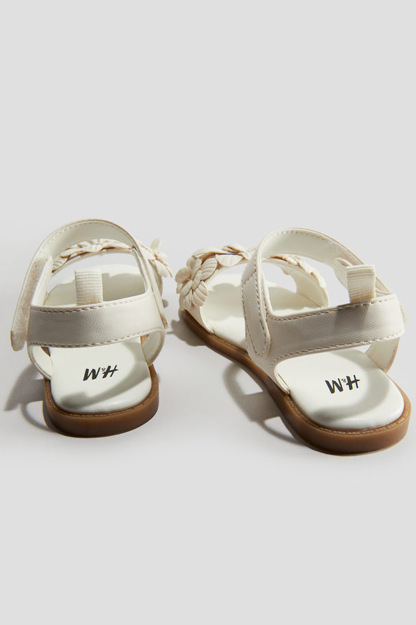 H&M Sandalen mit Applikationen Weiß/Blumen