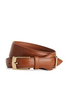 High Waist Leather Belt Brown
