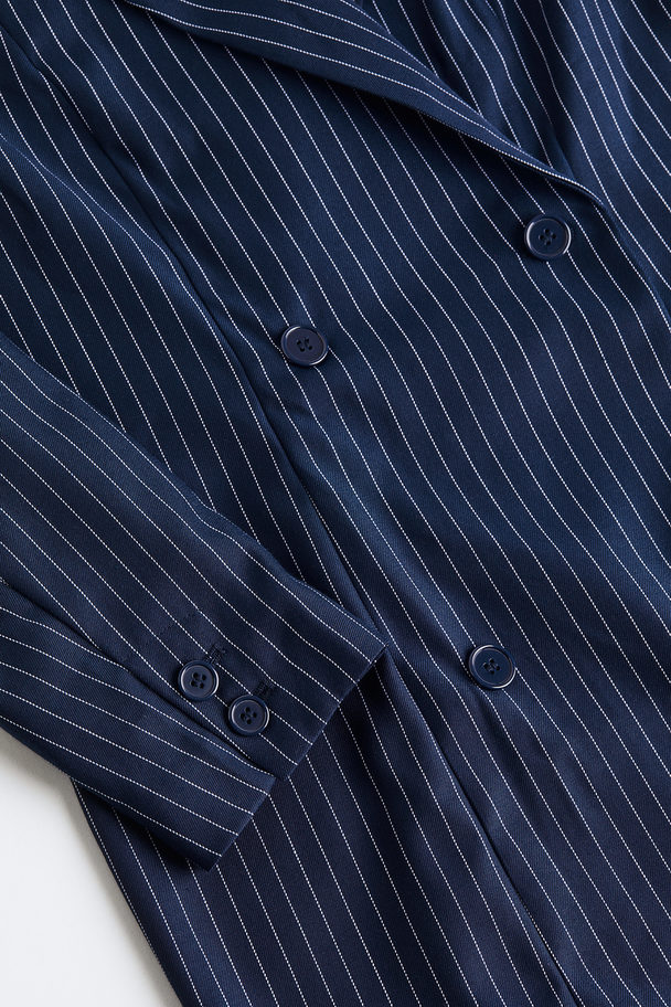 H&M Double-breasted Blazer Dress Navy Blue/pinstriped