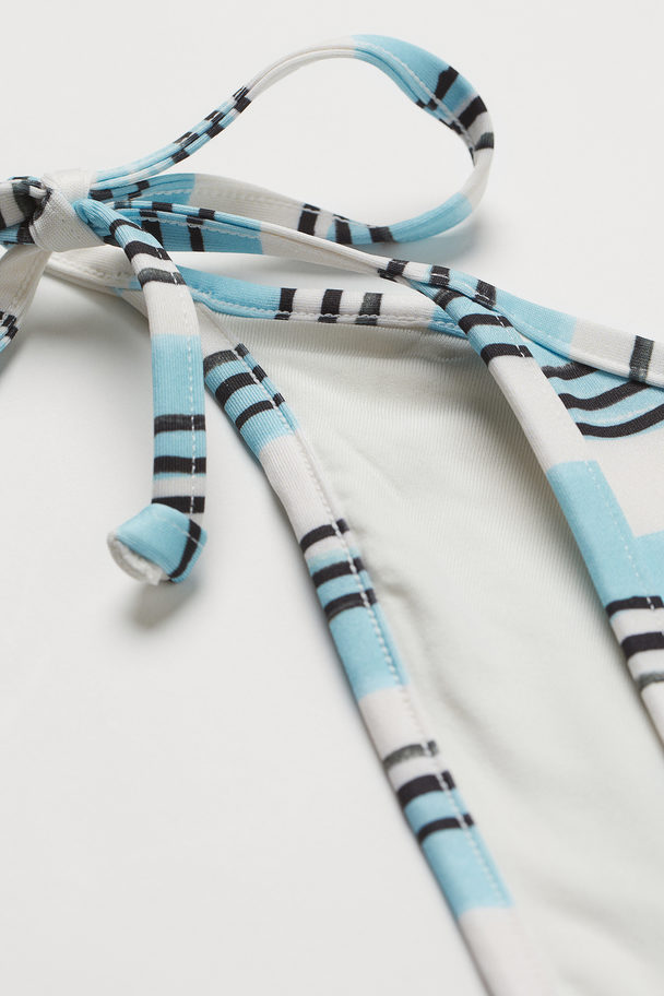 H&M Tie-tanga Bikini Bottoms White/turquoise Striped