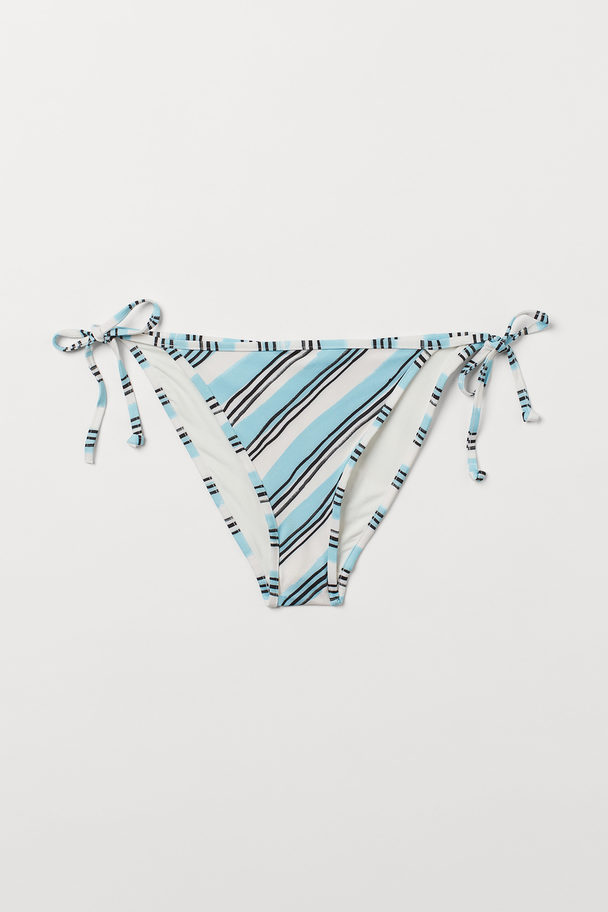 H&M Tie-tanga Bikini Bottoms White/turquoise Striped