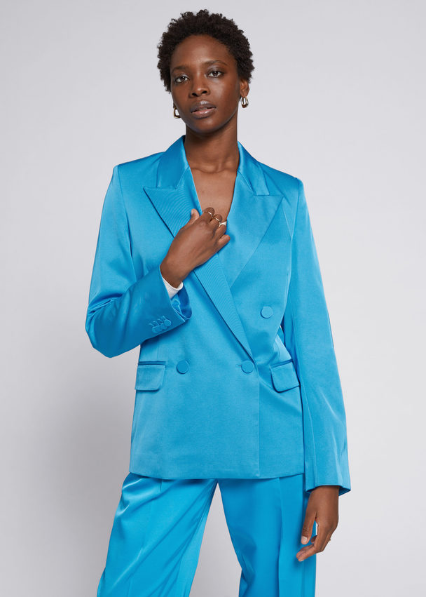 & Other Stories Tailored Double-breasted Blazer Bright Blue