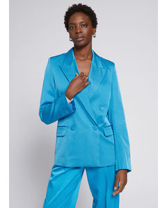 Tailored Double-breasted Blazer Bright Blue