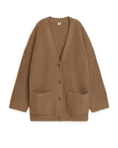 Relaxed Wool Cardigan Brown