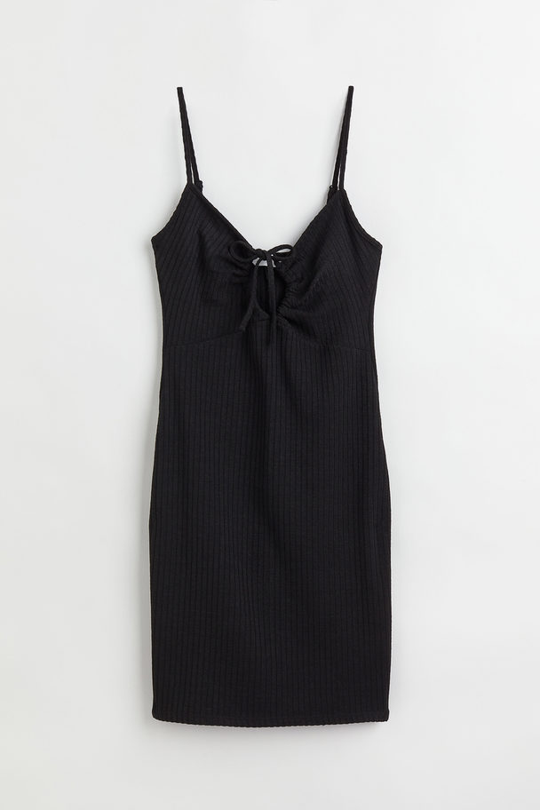 H&M Ribbed Jersey Bodycon Dress Black
