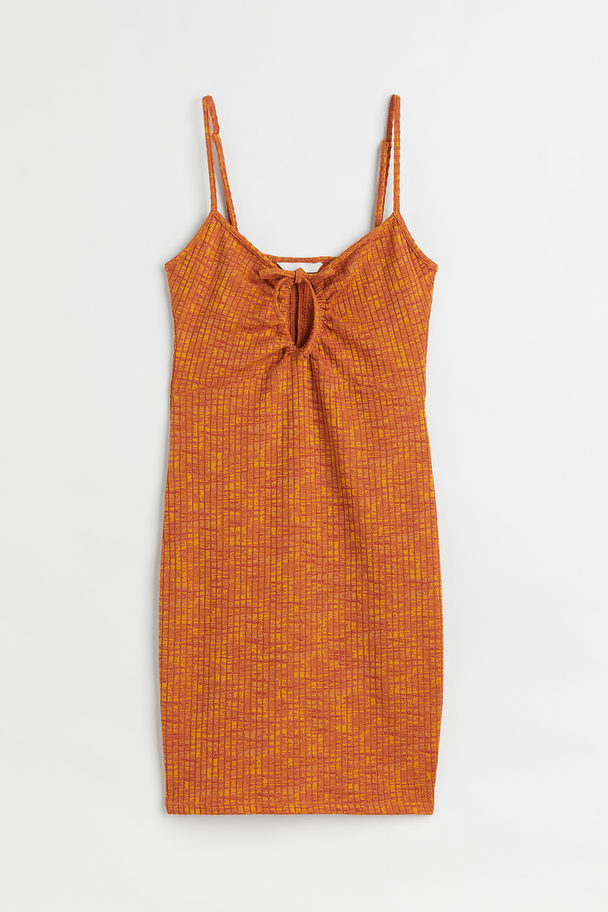 H&M Ribbet Bodycon-kjole I Jersey Orangemeleret