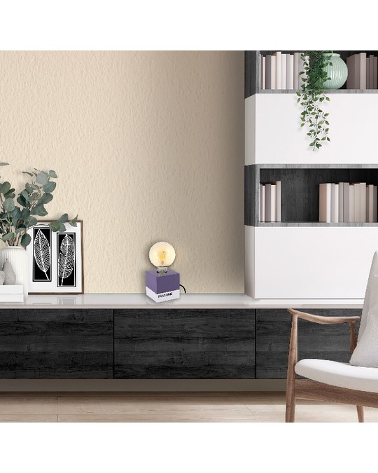 Homemania Homemania Pantone Cube Table Lamp - Cube - Desk, Office, Nightstand - Purple, White, Black Made Of W