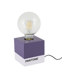 Homemania Pantone Cube Tafellamp - Kubus - Bureau, Bureau, Nachtkastje - Paars, Wit, Zwart In Hout, 9,5 X 9,5 X 9,5 Cm, 1 X E27, Max 100w