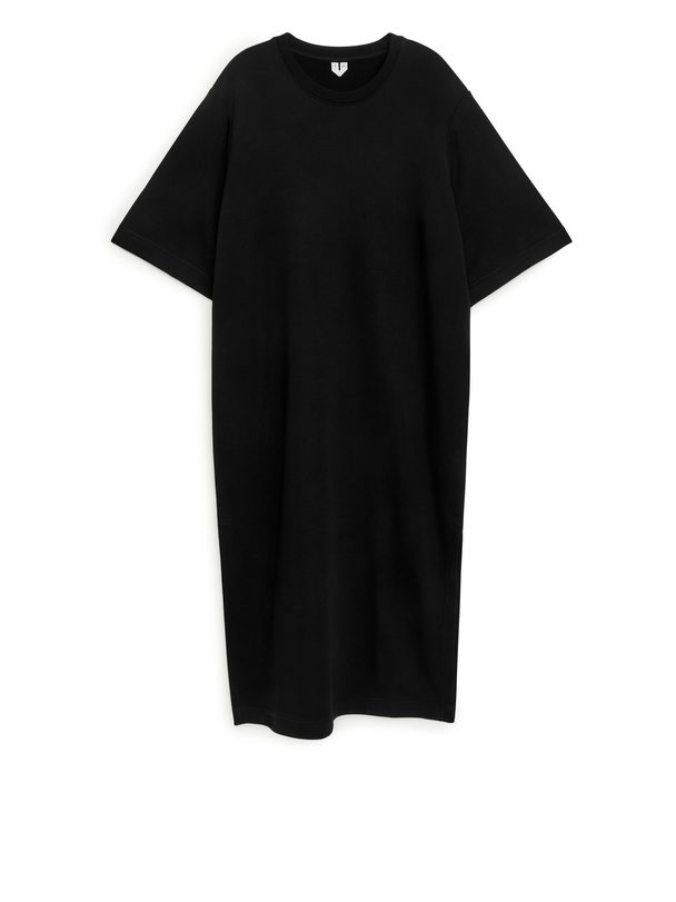 ARKET Short Sleeve Sweatshirt Dress Black