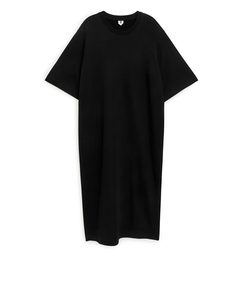 Short Sleeve Sweatshirt Dress Black