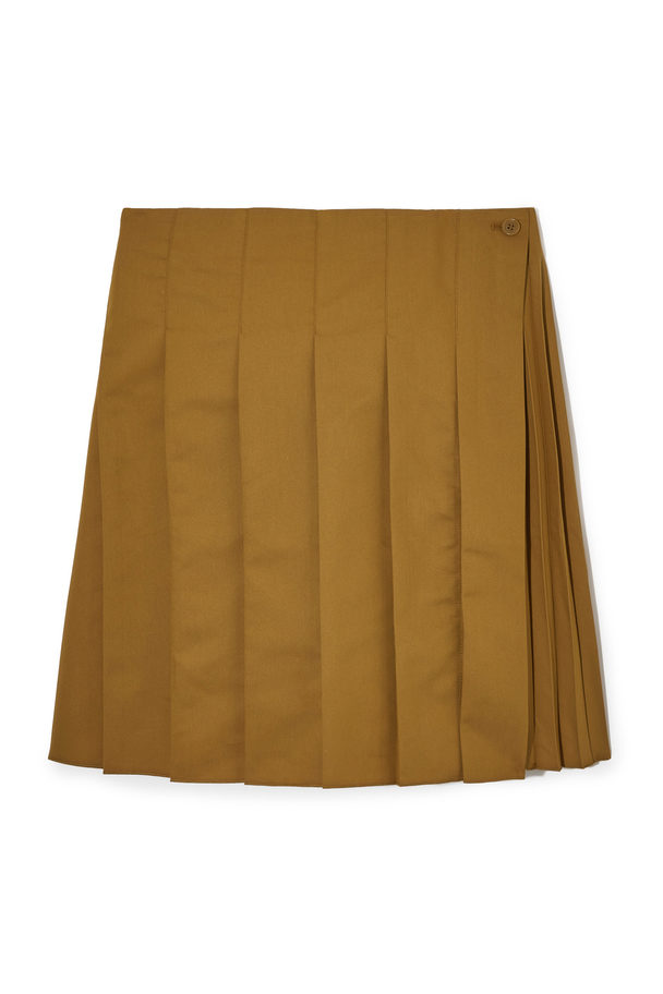 COS Pleated Mini Skirt Brown