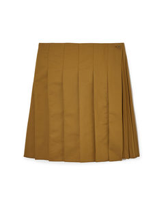 Pleated Mini Skirt Brown