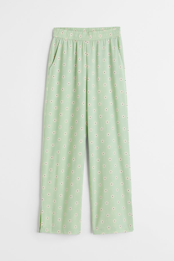 H&M Wide Trousers Mint Green/floral