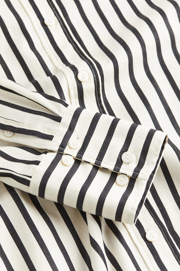 H&M Bomullsskjorte Cream/sort Stripet