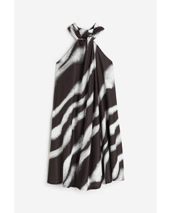 A-line Halterneck Dress Black/zebra Print