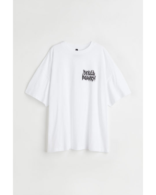 H&M Oversized Printed T-shirt White/bella Poarch
