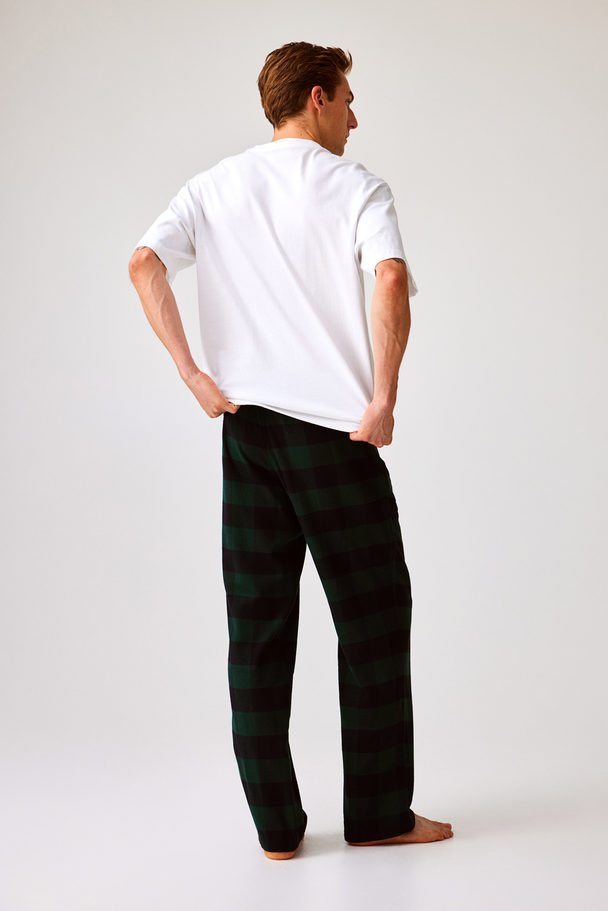 H&M Pyjamabroek - Relaxed Fit Donkergroen/geruit