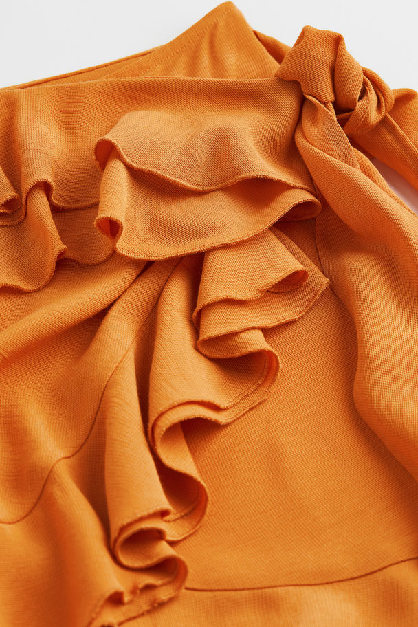H&M Flounced Wrapover Skirt Orange