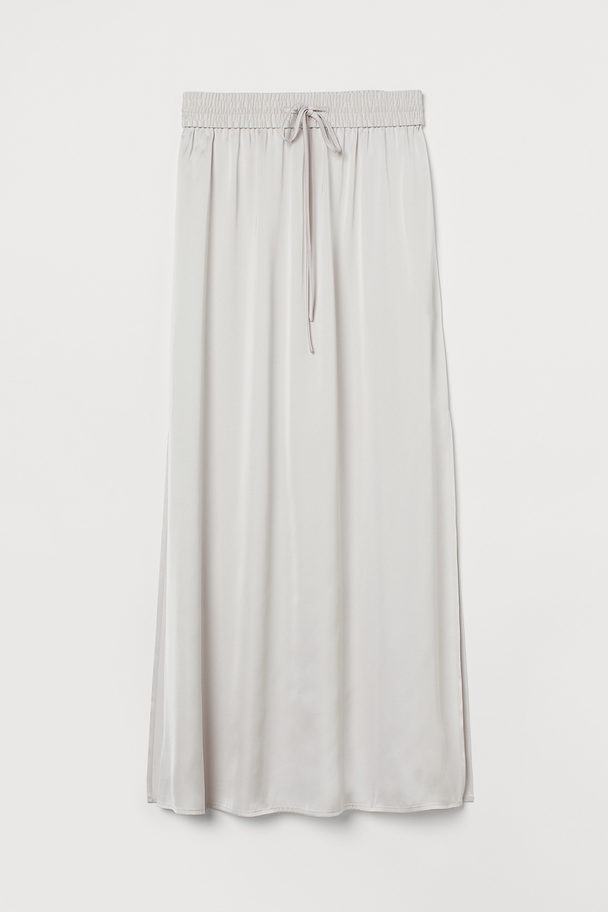 H&M Ankle-length Satin Skirt Light Beige