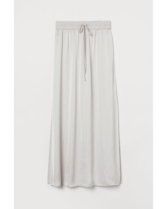 H&M Ankle-length Satin Skirt Light Beige