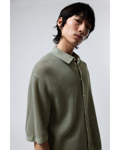 Regular Crochet Short Sleeve Shirt Light Dusty Khaki